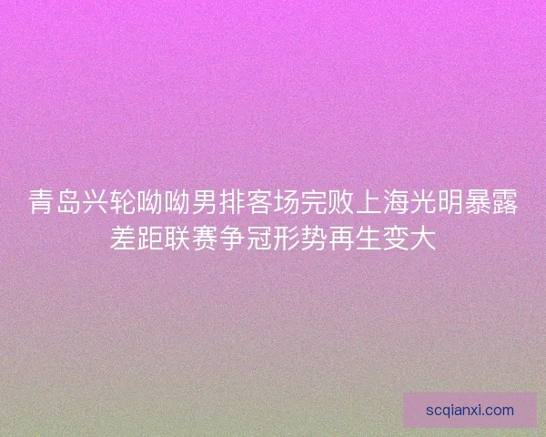 青岛兴轮呦呦男排客场完败上海光明暴露差距联赛争冠形势再生变大